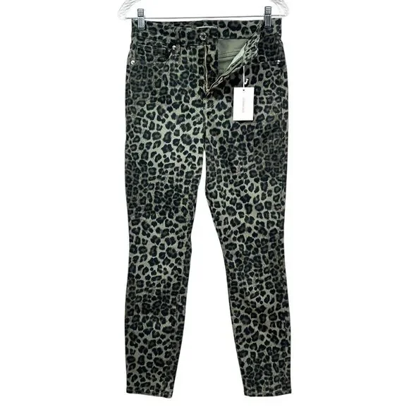 Good American Womens Jeans Leopard‎ Animal Print Good Waist Crop Sage Sz 8/29